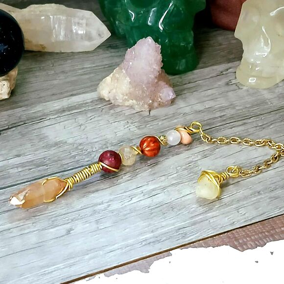 Aura Quartz Crystal Dowsing Pendulum, Divination Reiki - Picture 5 of 5